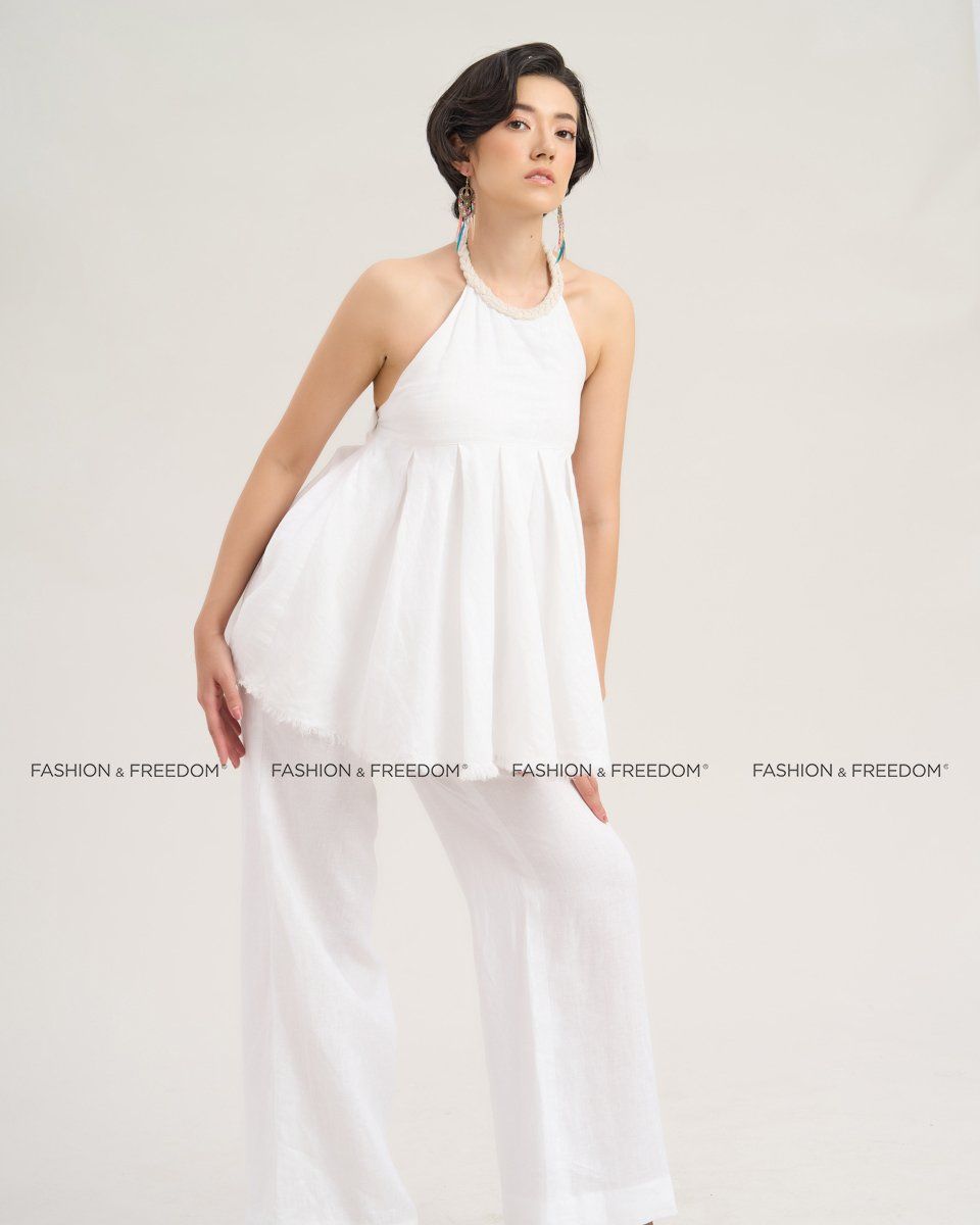 Áo Kiểu Linen Nữ Trắng De Soleil