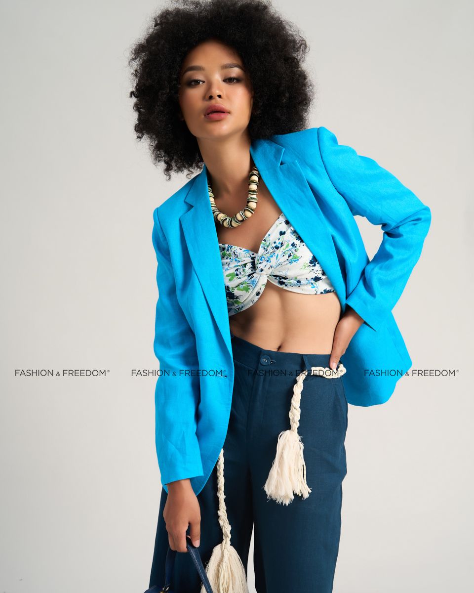 Áo Vest Linen Xanh Biển De Soleil