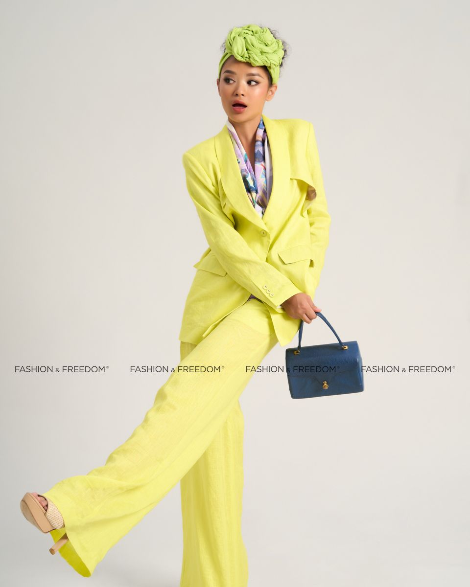 Quần Dài Linen Nữ Xanh Neon Sắc Màu Tự Do