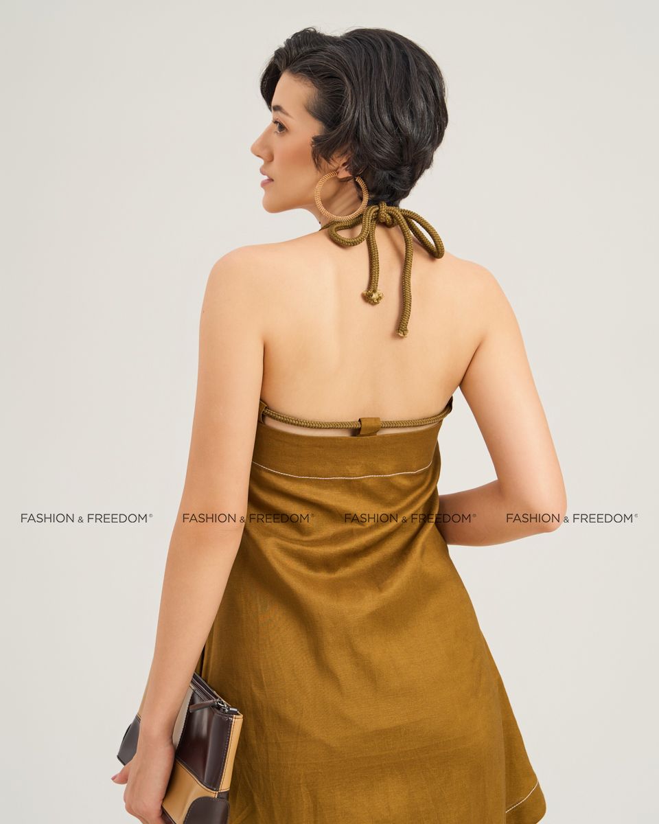 Đầm Linen Vàng Nâu Chocolate Fall In Love