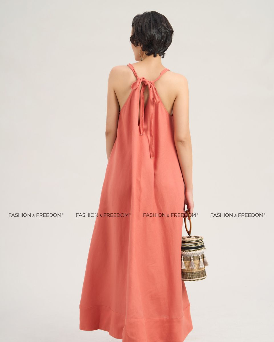 Đầm Linen Hồng Cam  Chocolate Fall In Love