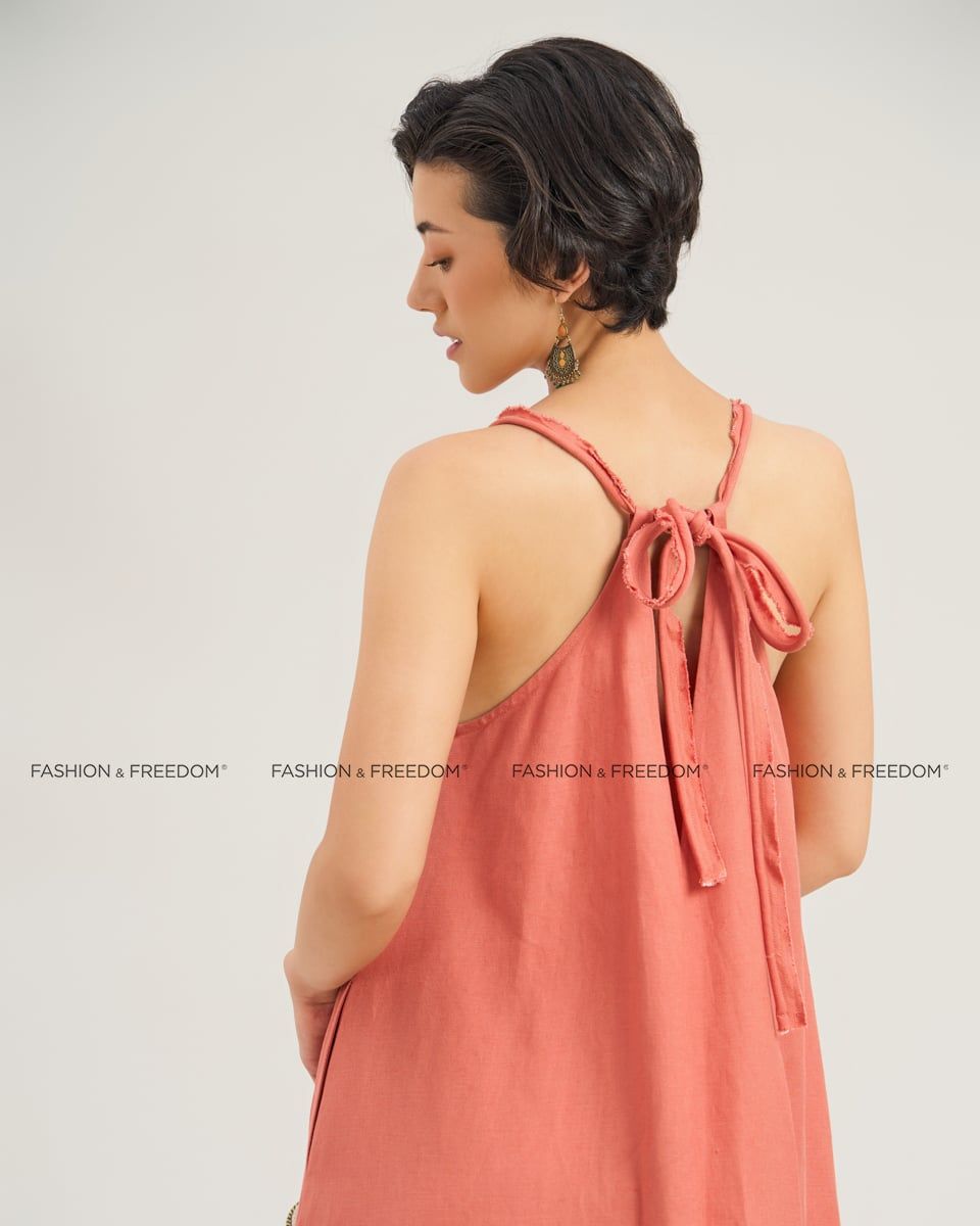 Đầm Linen Hồng Cam  Chocolate Fall In Love