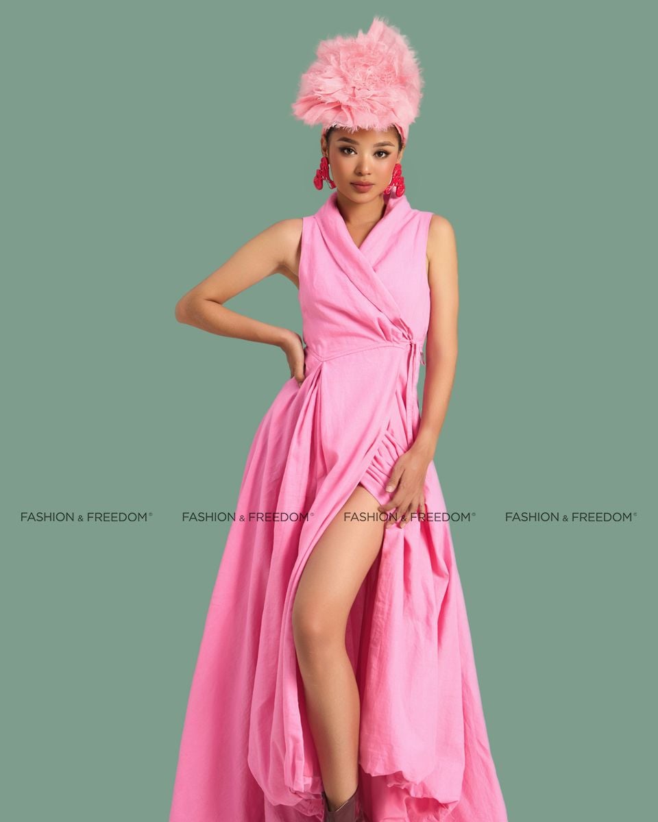 Đầm Linen Nữ Hồng Nhạt De Soleil