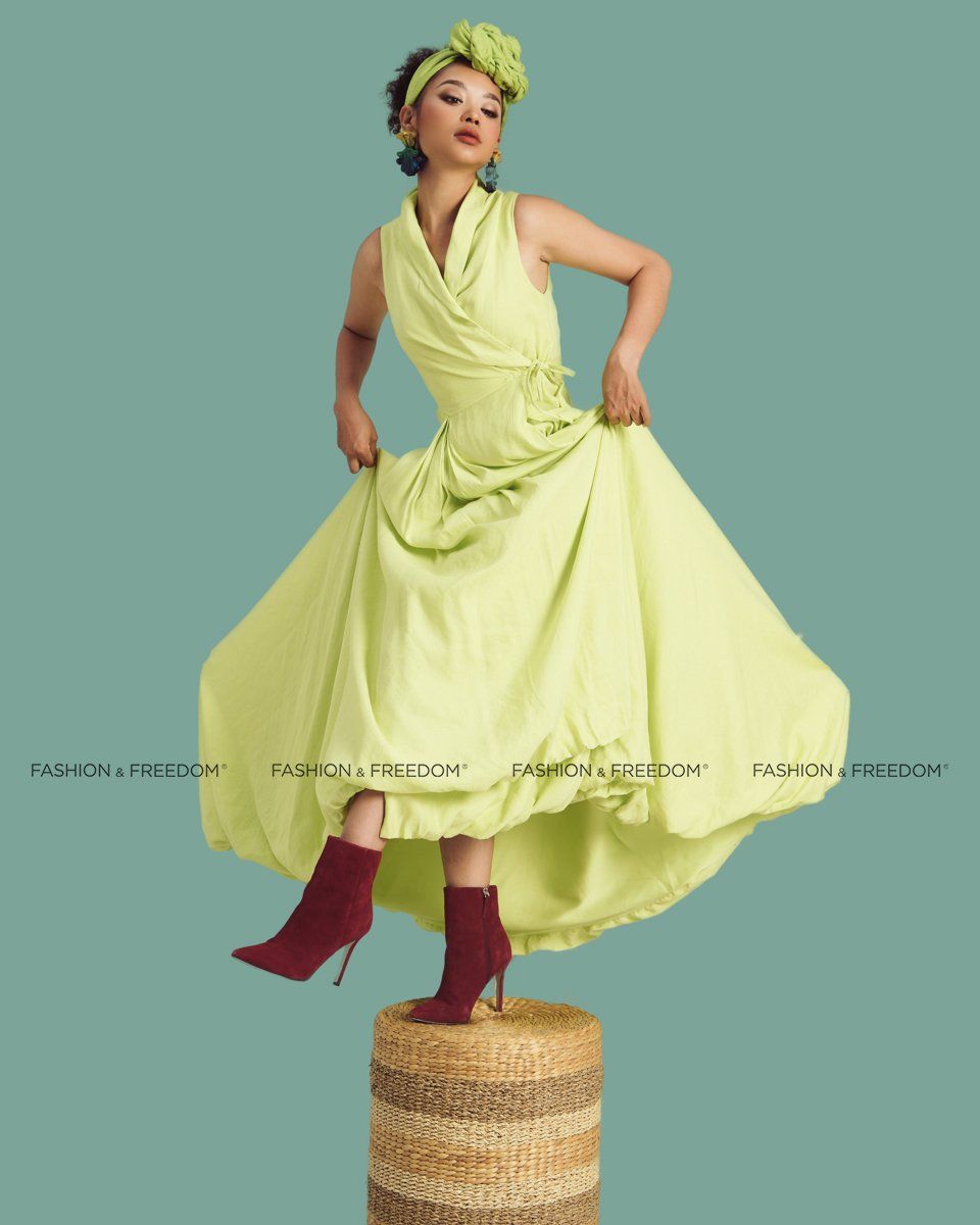 Đầm Linen Nữ Xanh Cốm De Soleil