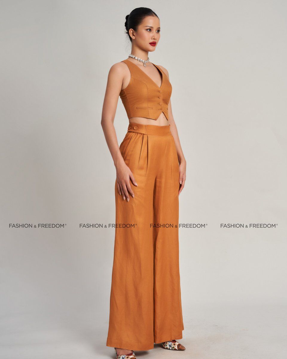 Áo Ghi Lê Linen Nữ Nâu Cam Golden Girl