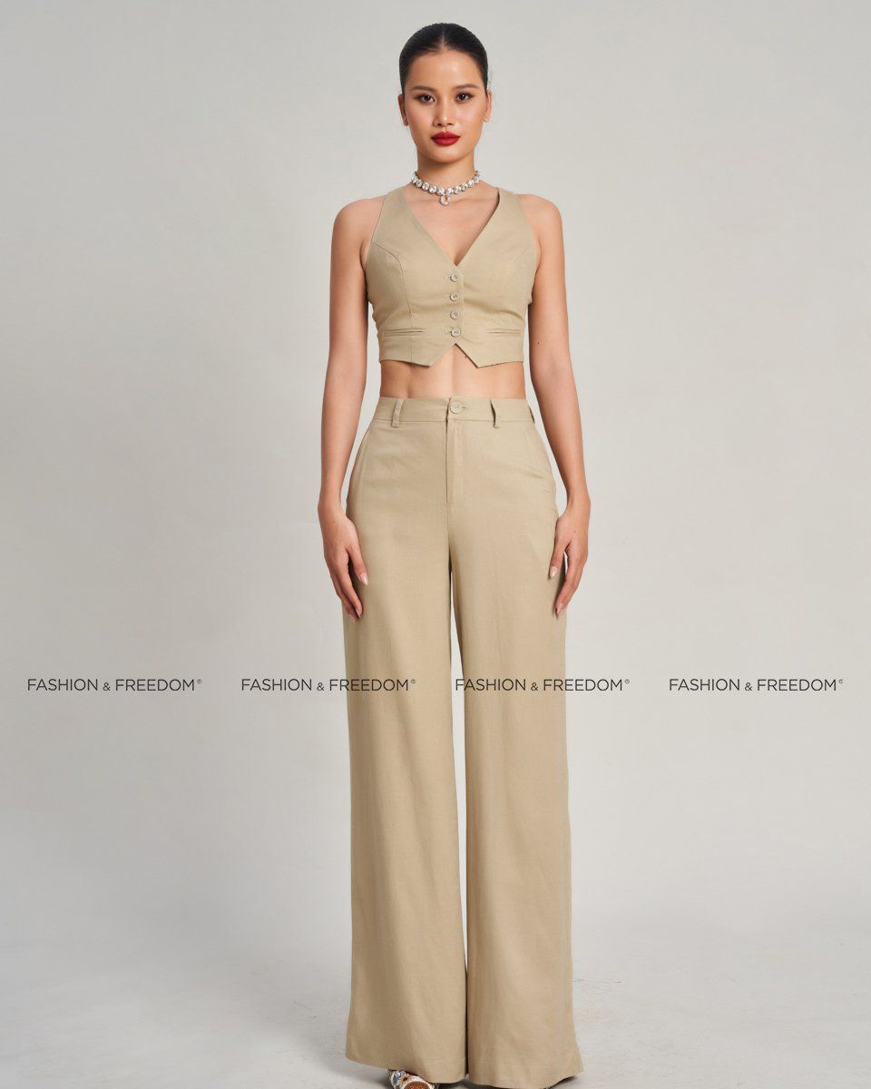 Áo Ghi Lê Linen Nữ Nâu Nhạt Cam Golden Girl