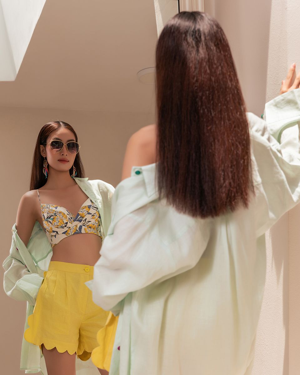 Áo Khoác Nữ Linen Xanh Nhạt