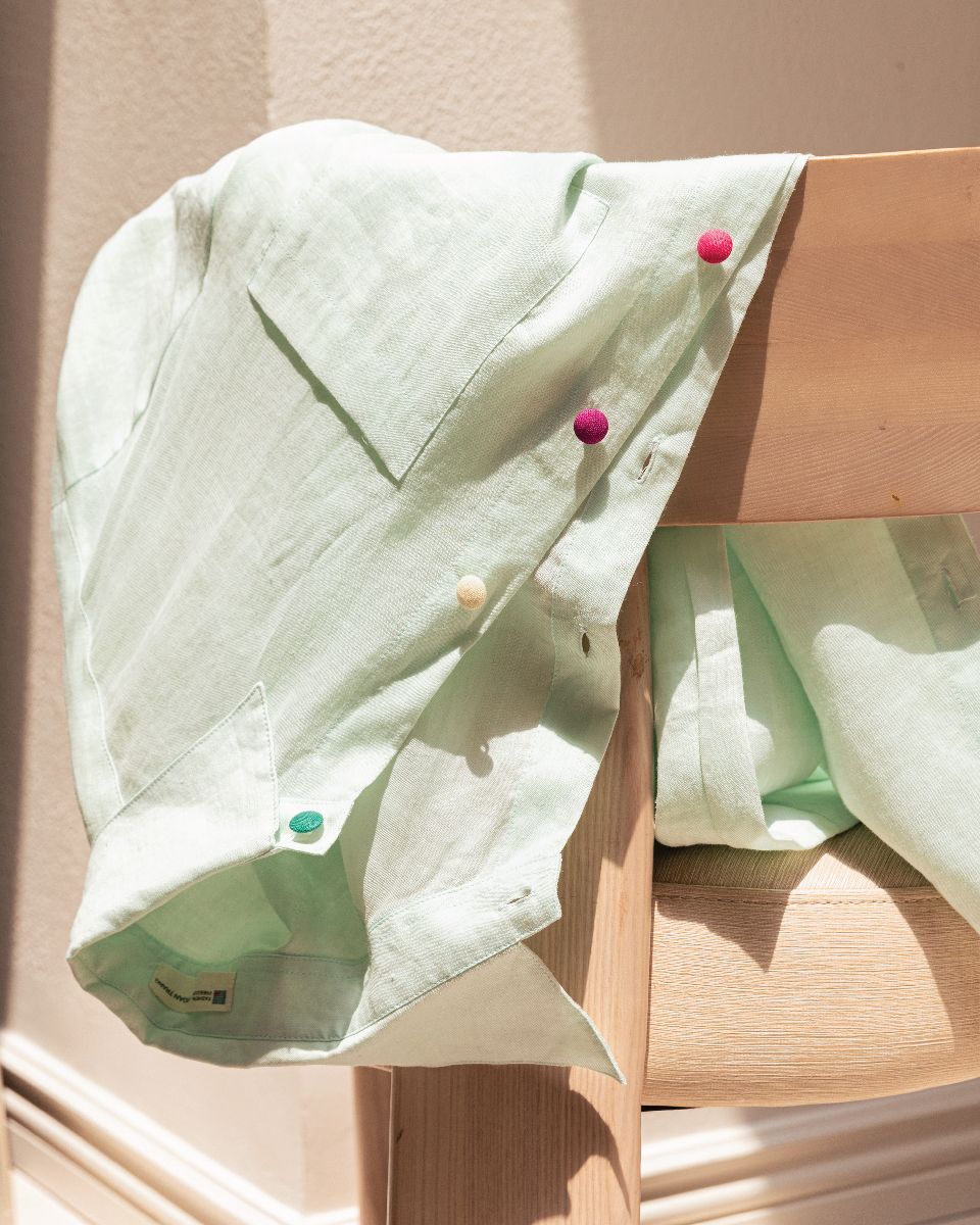 Áo Khoác Nữ Linen Xanh Nhạt