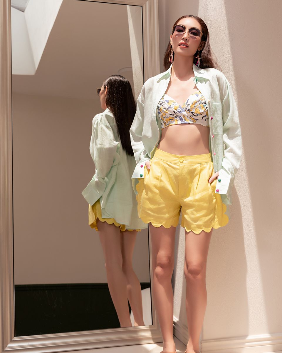 Áo Khoác Nữ Linen Xanh Nhạt