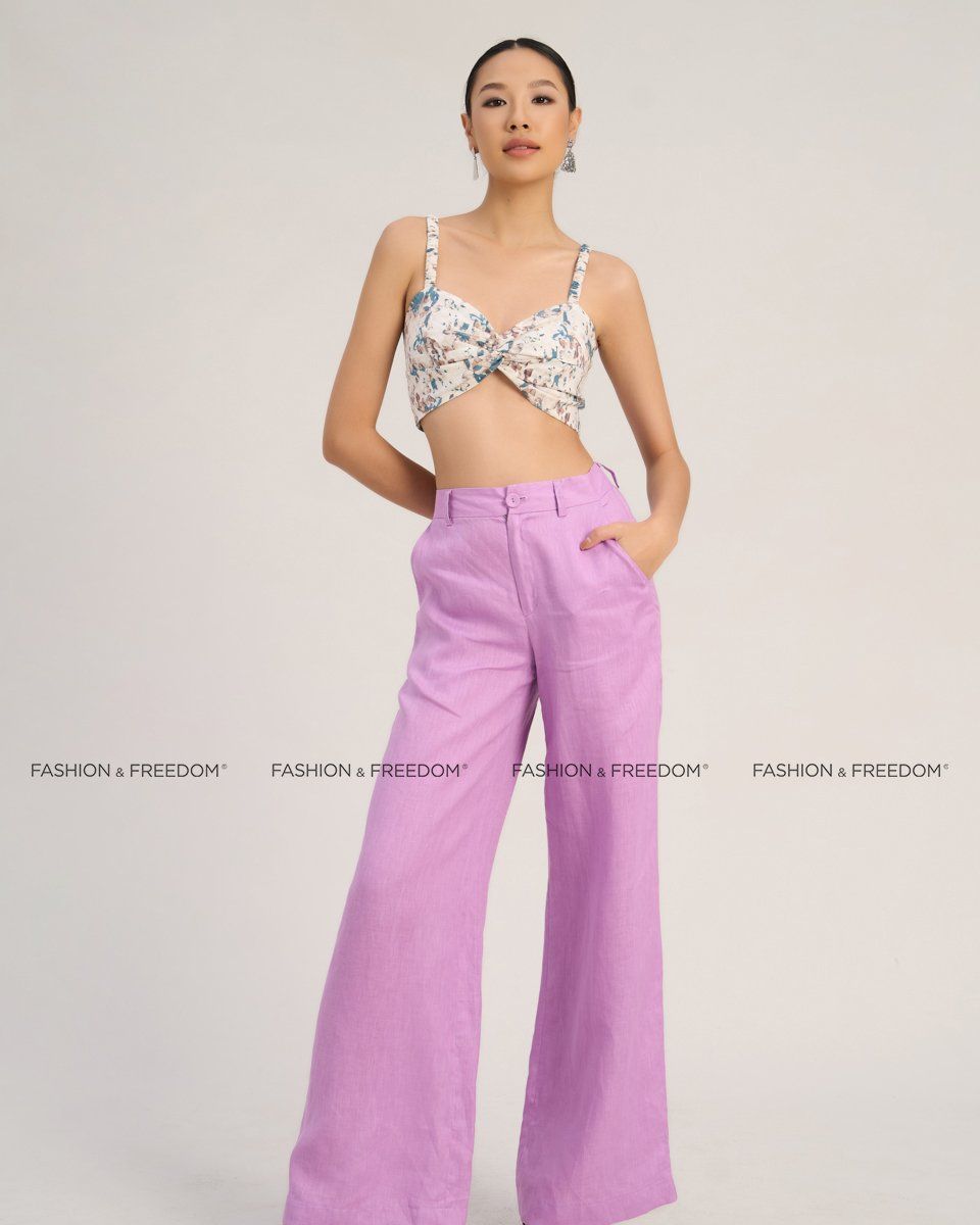 Quần Dài Linen Nữ Tím De Soleil