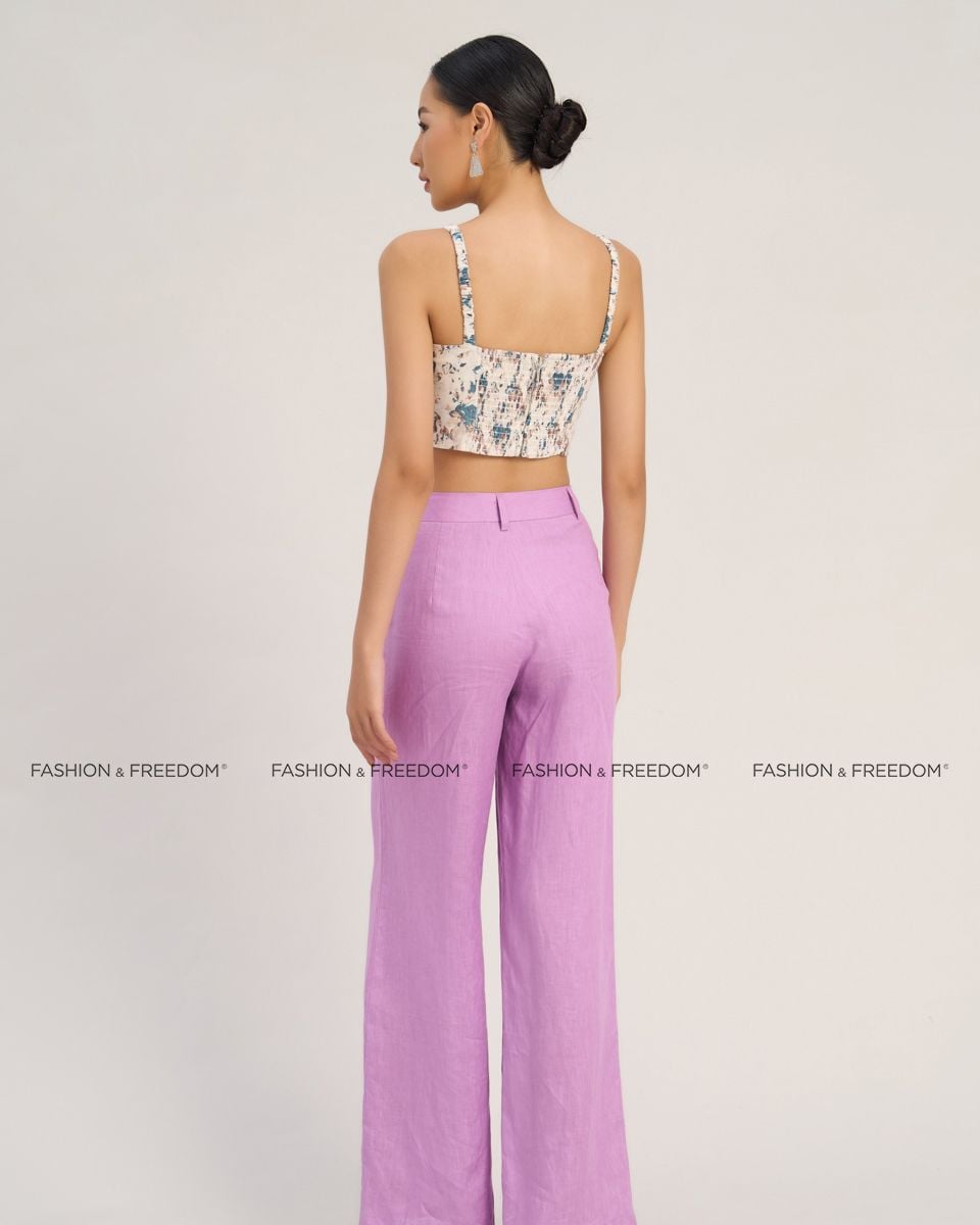 Quần Dài Linen Nữ Tím De Soleil
