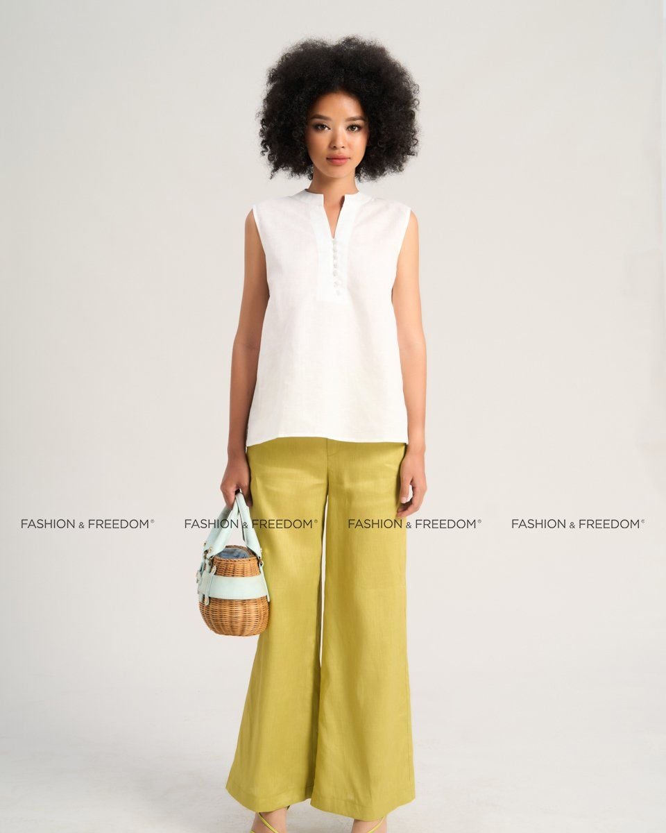 Quần Dài Linen Nữ Xanh Bơ Sắc Màu Tự Do