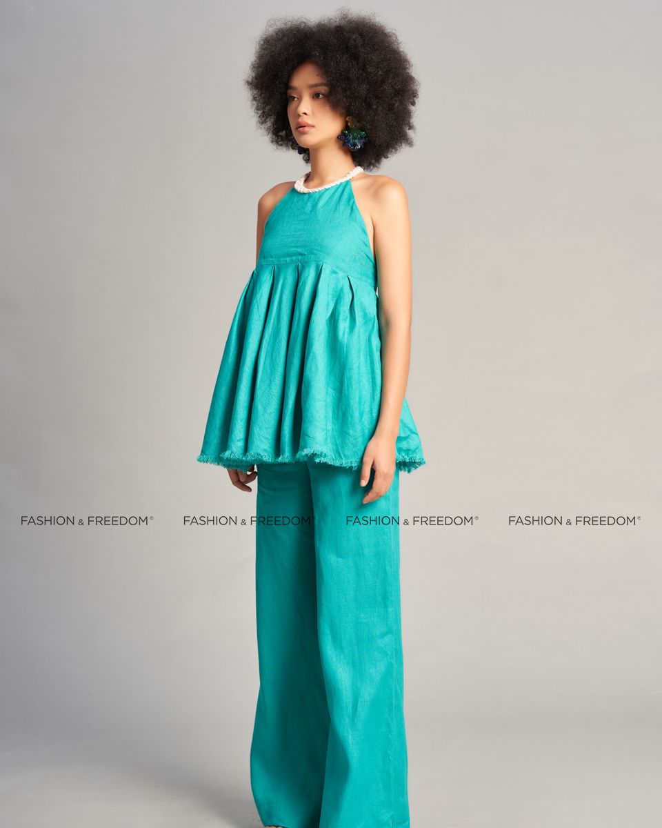 Áo Kiểu Linen Nữ Xanh Lá De Soleil