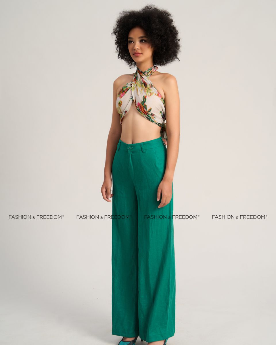 Quần Dài Linen Xanh Lá De Soleil