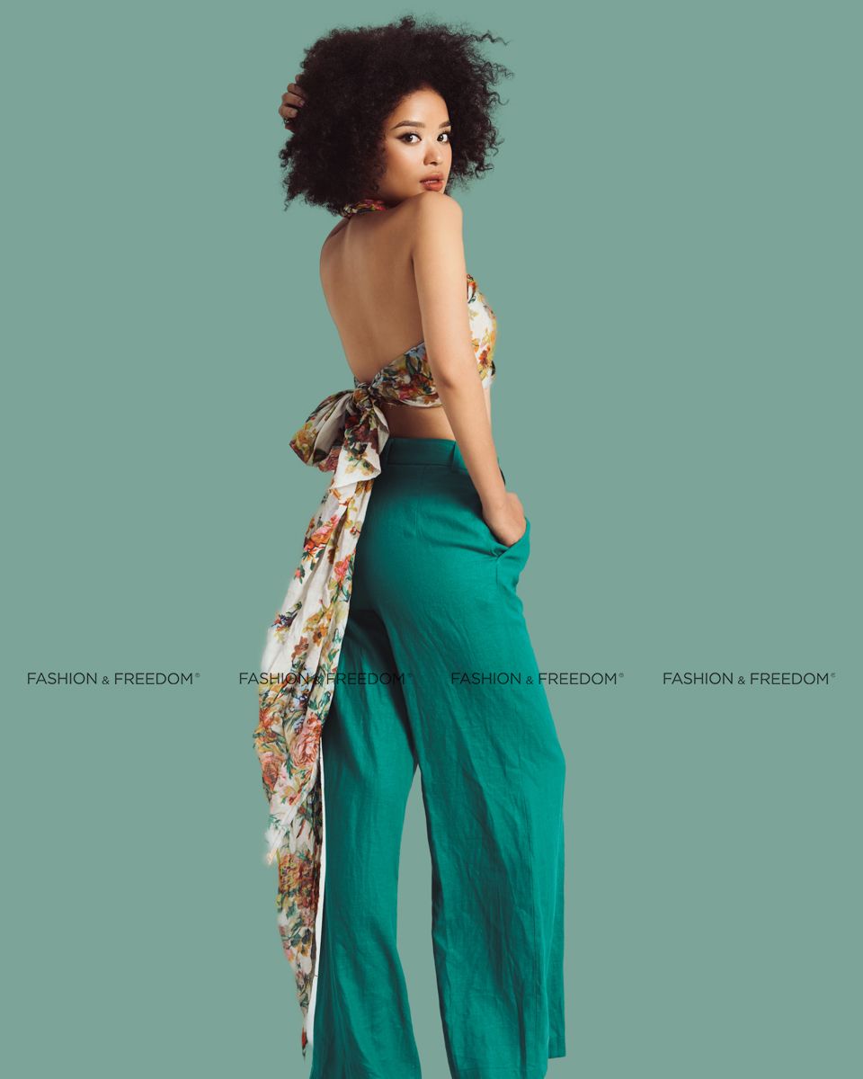 Quần Dài Linen Xanh Lá De Soleil