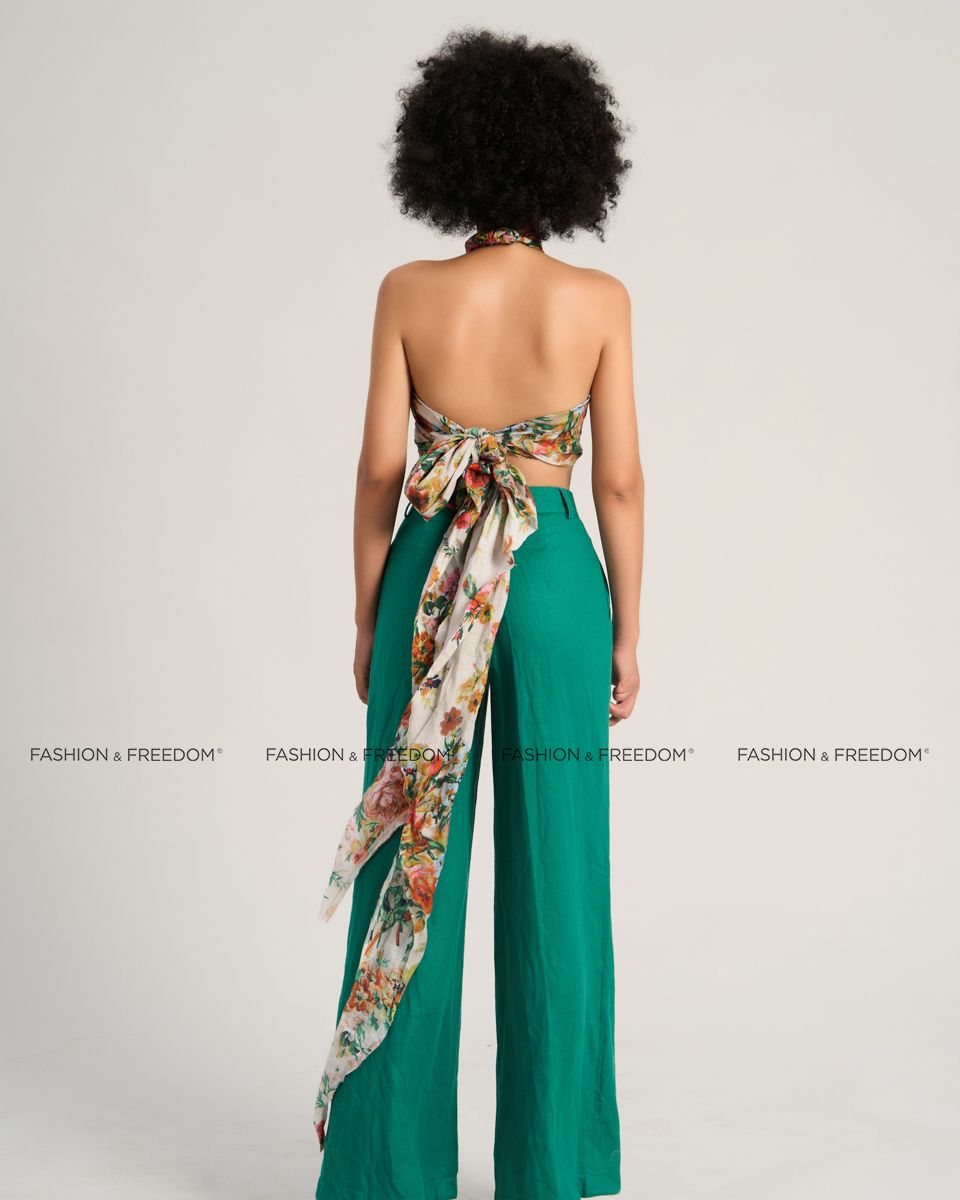 Quần Dài Linen Xanh Lá De Soleil