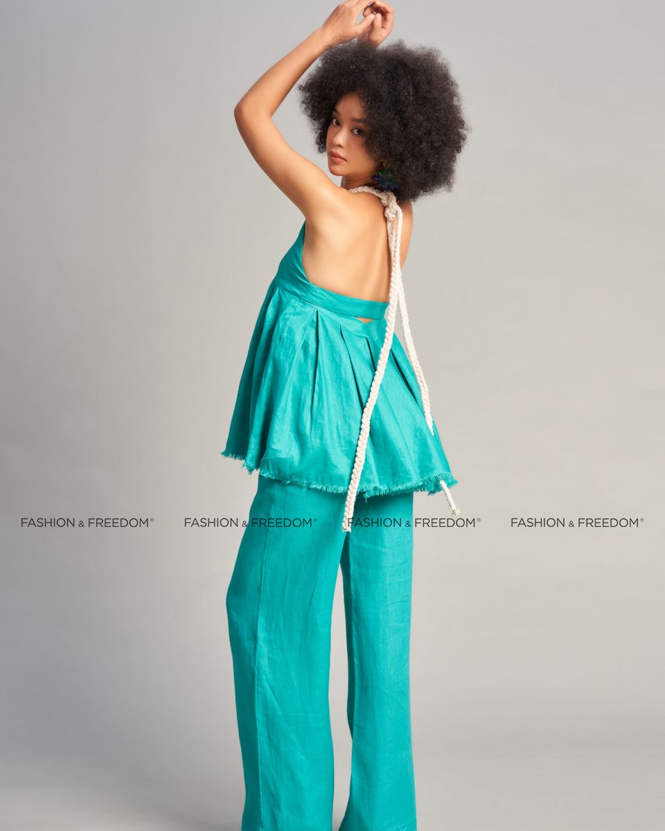 Áo Kiểu Linen Nữ Xanh Lá De Soleil