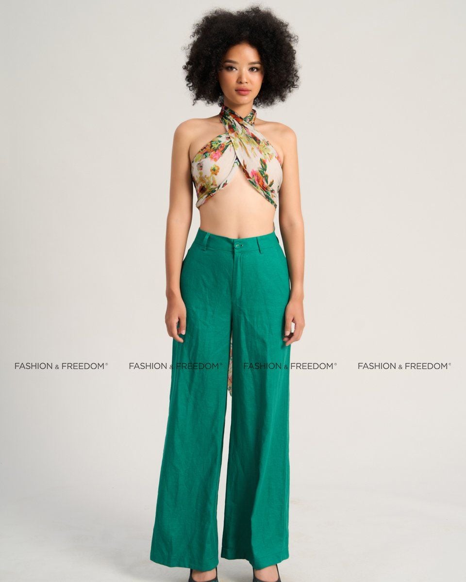 Quần Dài Linen Xanh Lá De Soleil