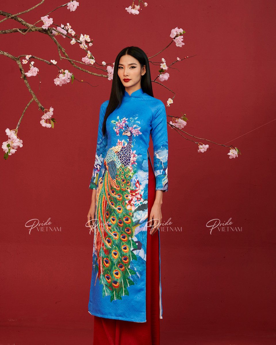 Áo Dài Gấm Xanh Xuân Thịnh Vượng