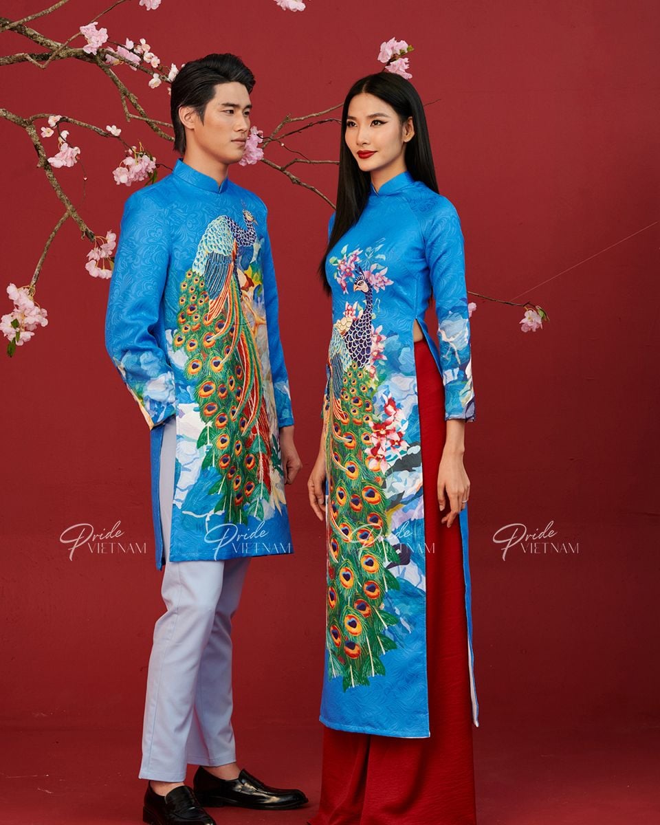 Áo Dài Gấm Xanh Xuân Thịnh Vượng