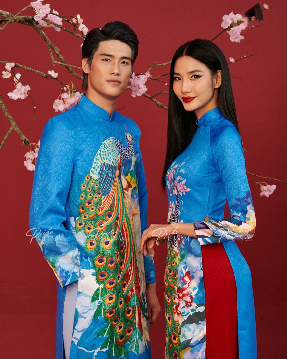 Áo Dài Gấm Xanh Xuân Thịnh Vượng