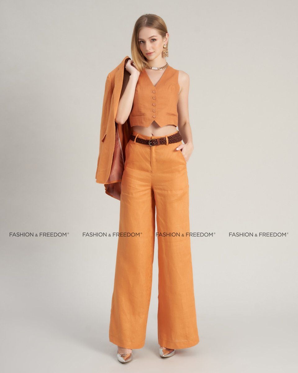 Áo Gile Linen Cam  De Soleil