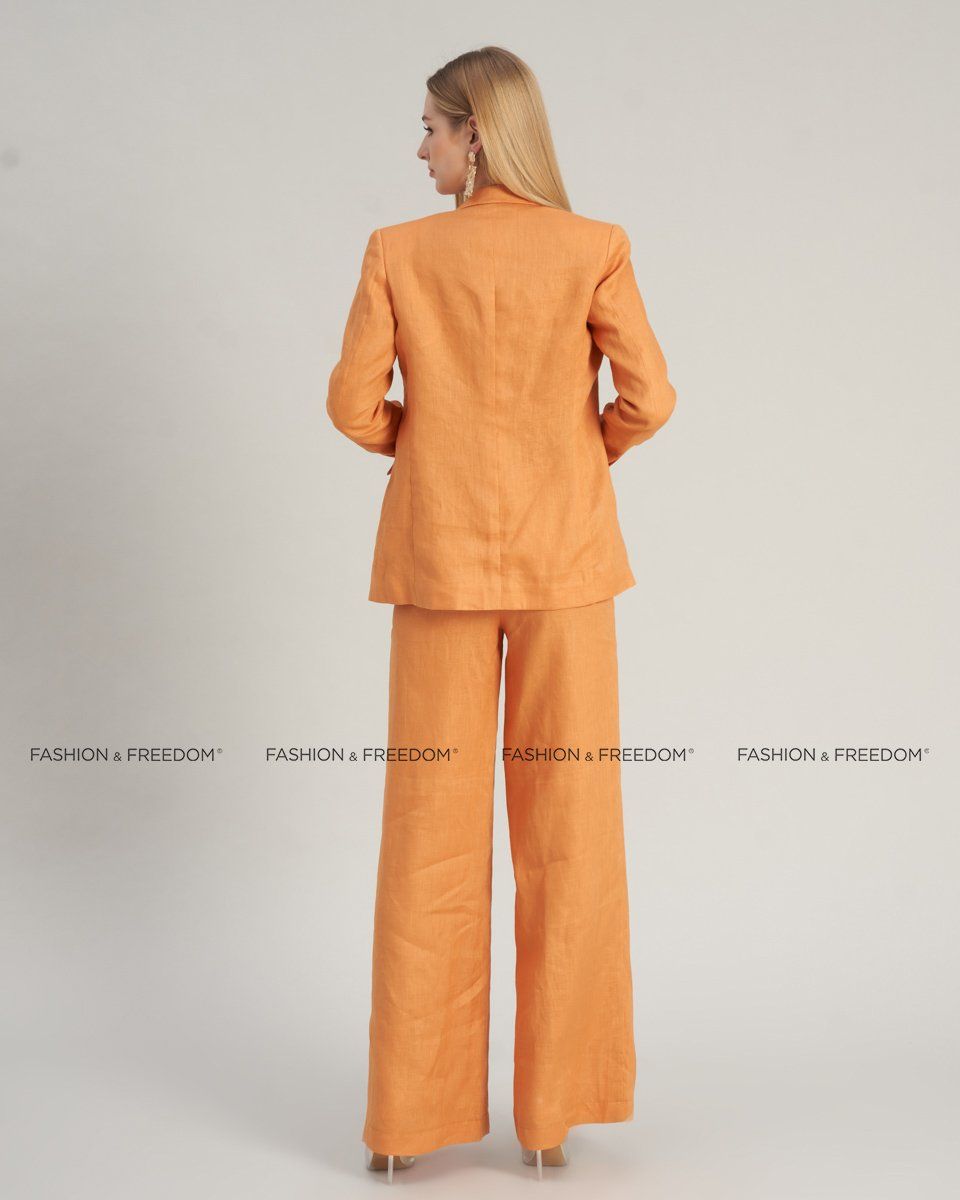 Quần Dài Linen Cam  De Soleil