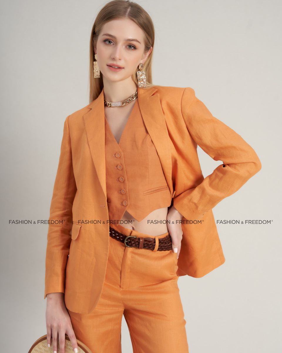 Áo Vest Linen Cam De Soleil