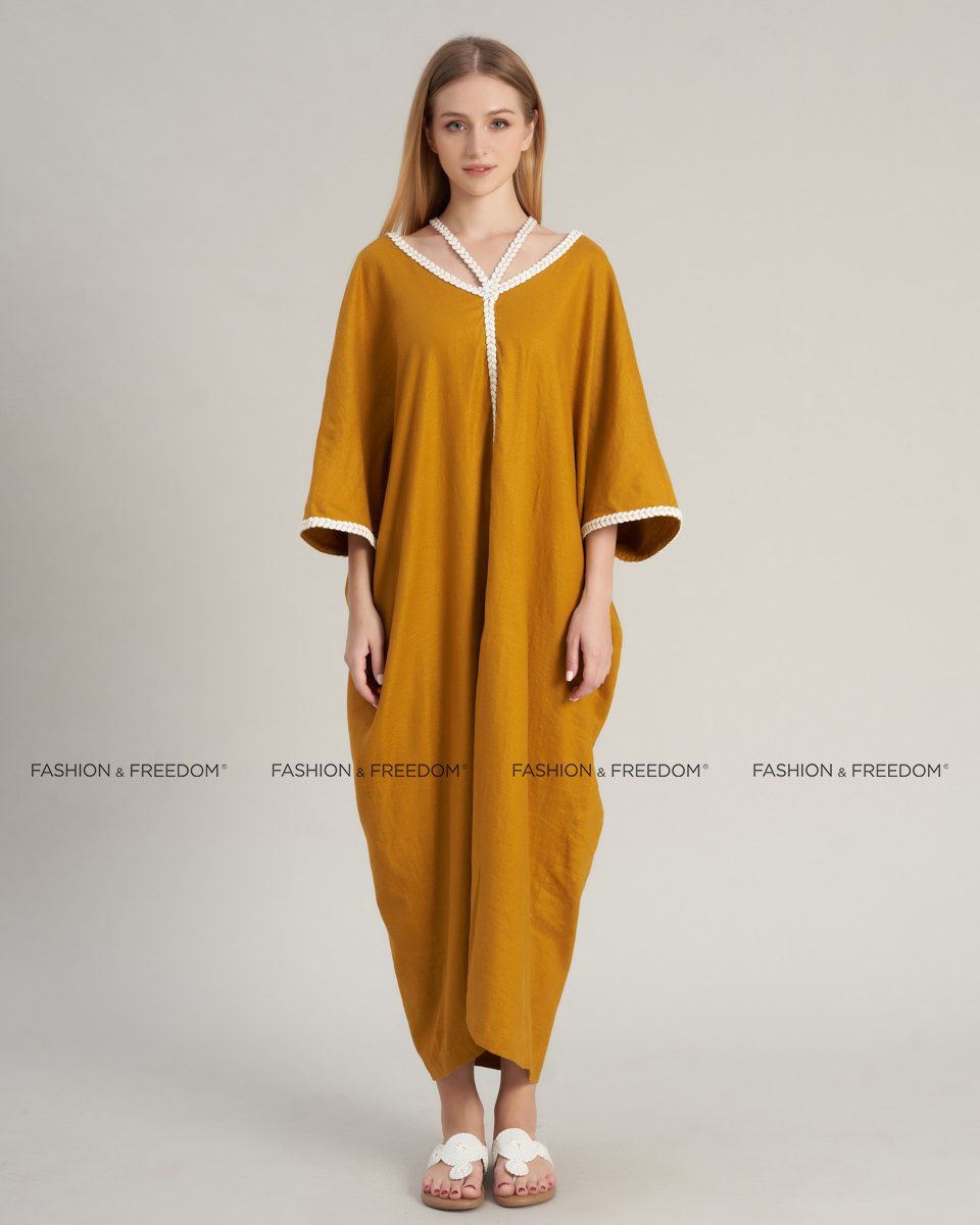 Đầm Nữ Linen Vàng Nghệ De Soleil