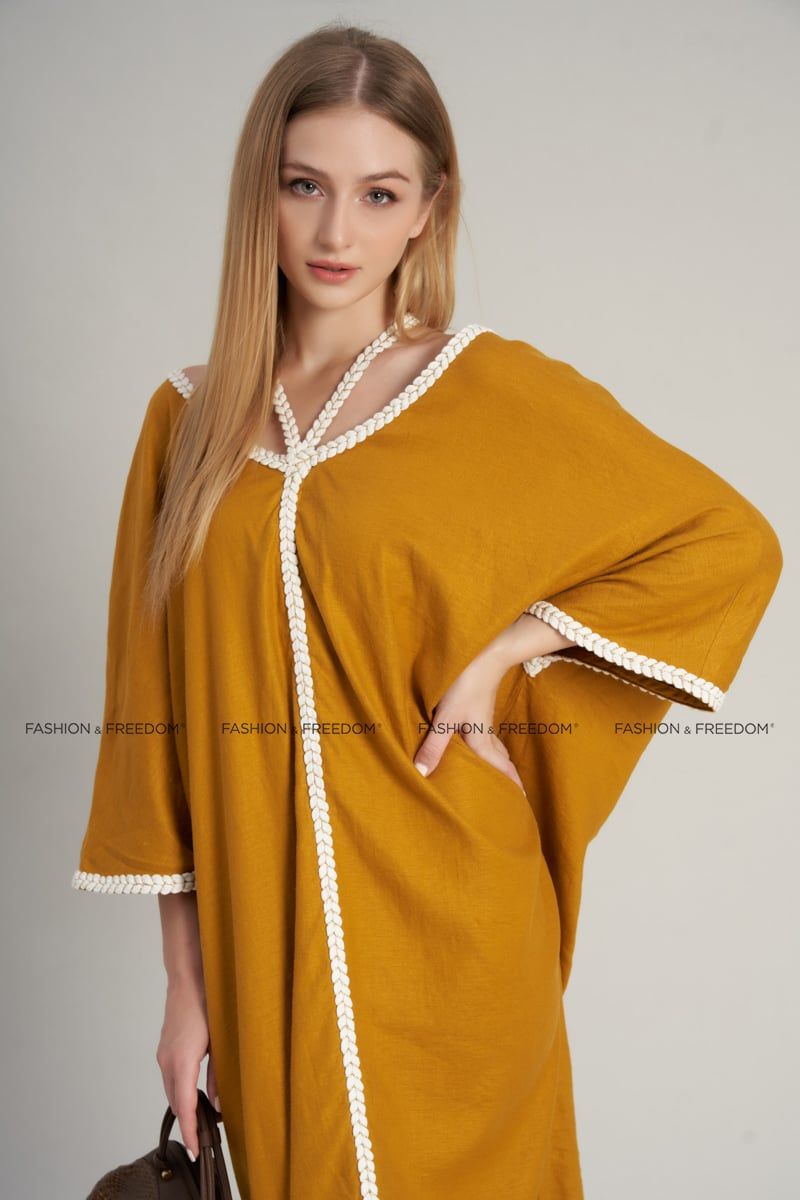 Đầm Nữ Linen Vàng Nghệ De Soleil