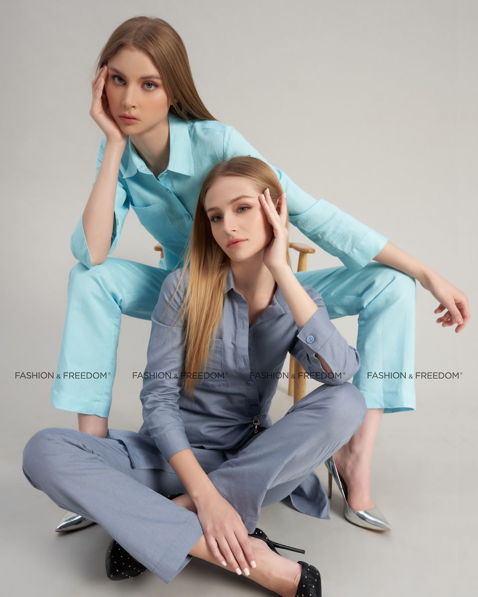 Áo Kiểu Linen Nữ Xanh Thiên Thanh Hello New Day