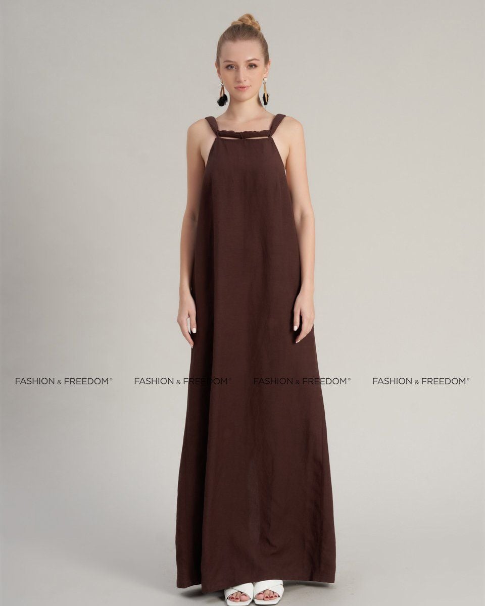 Đầm Linen Nâu Đất Chocolate Fall In Love