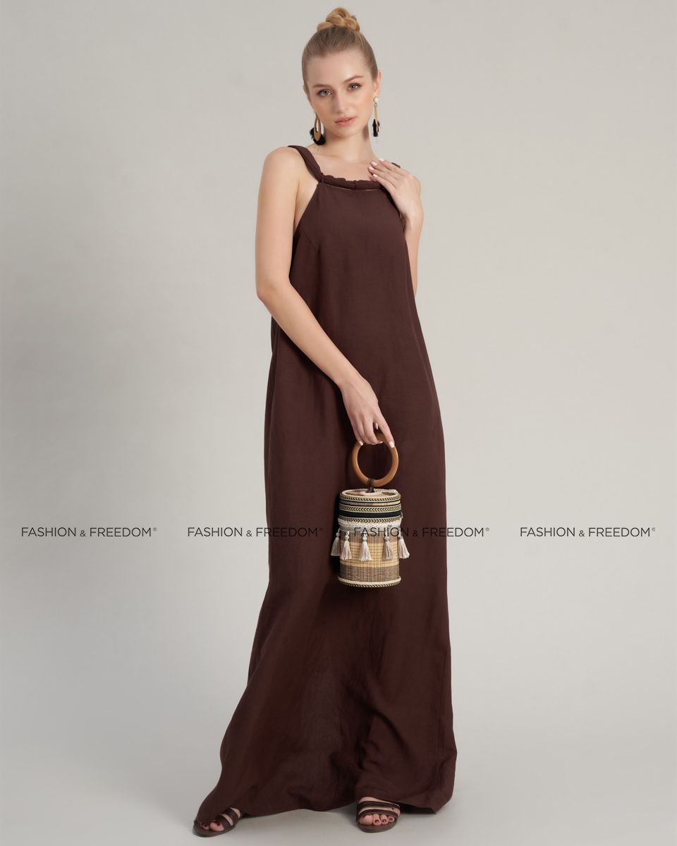 Đầm Linen Nâu Đất Chocolate Fall In Love
