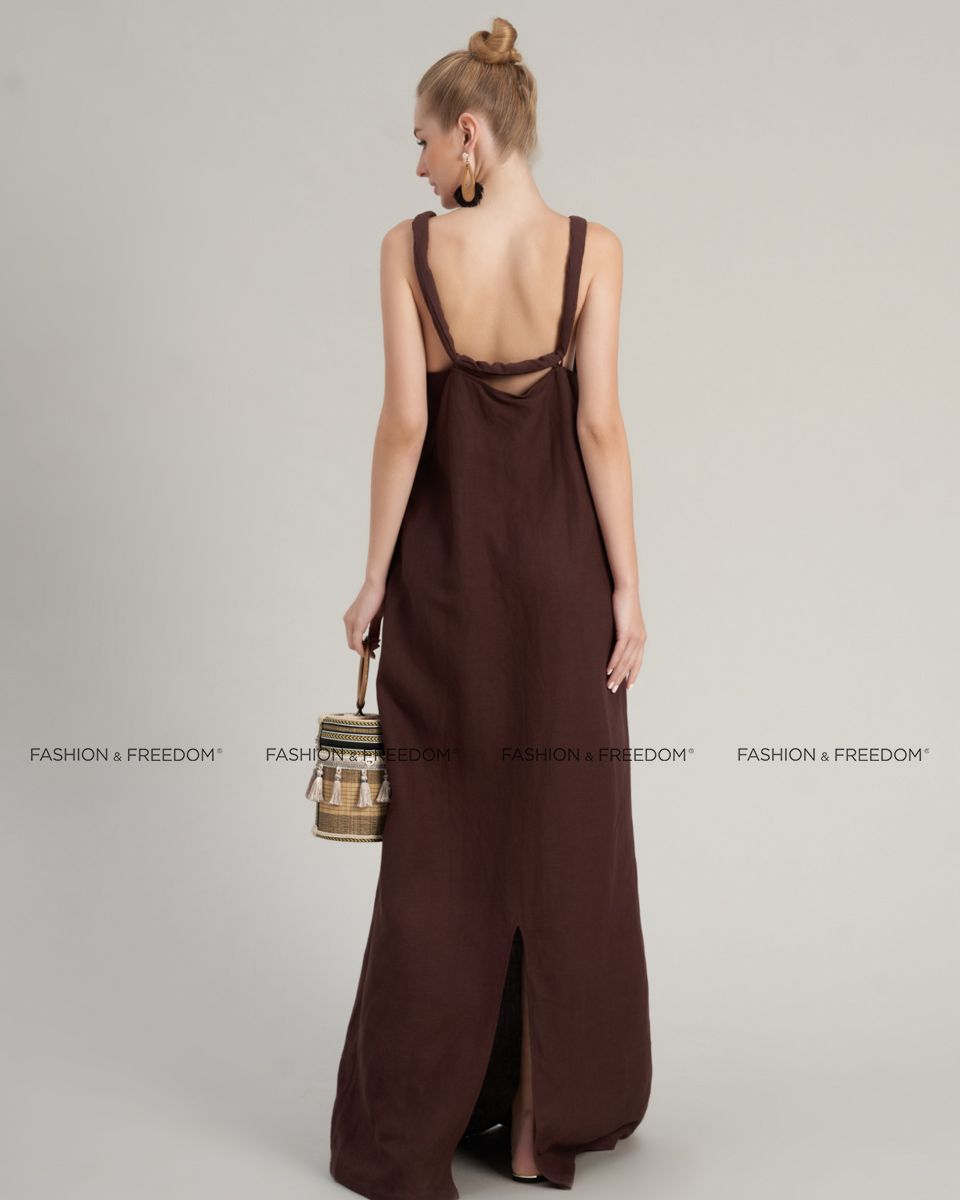Đầm Linen Nâu Đất Chocolate Fall In Love