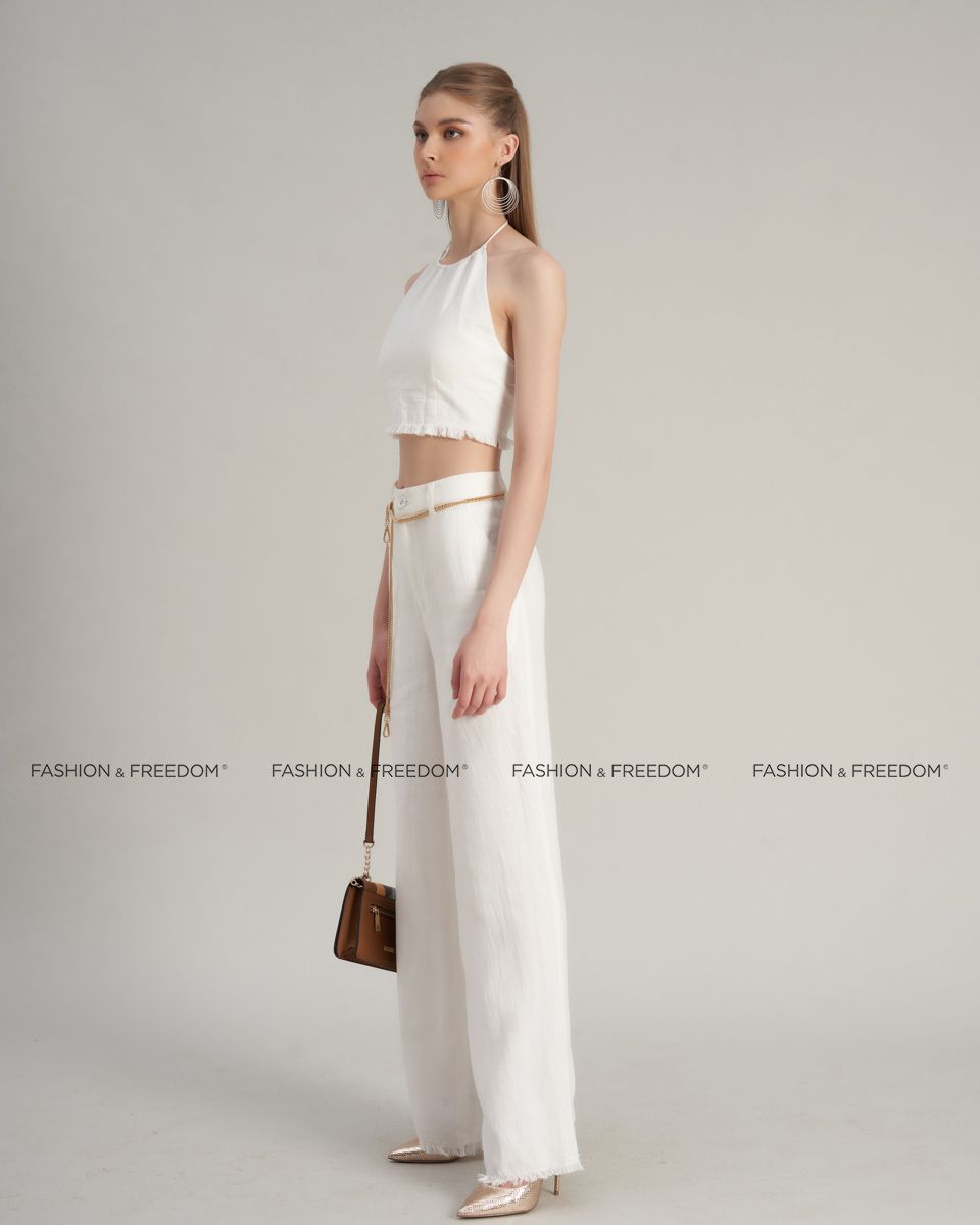 Áo Kiểu Linen Nữ Trắng De Soleil