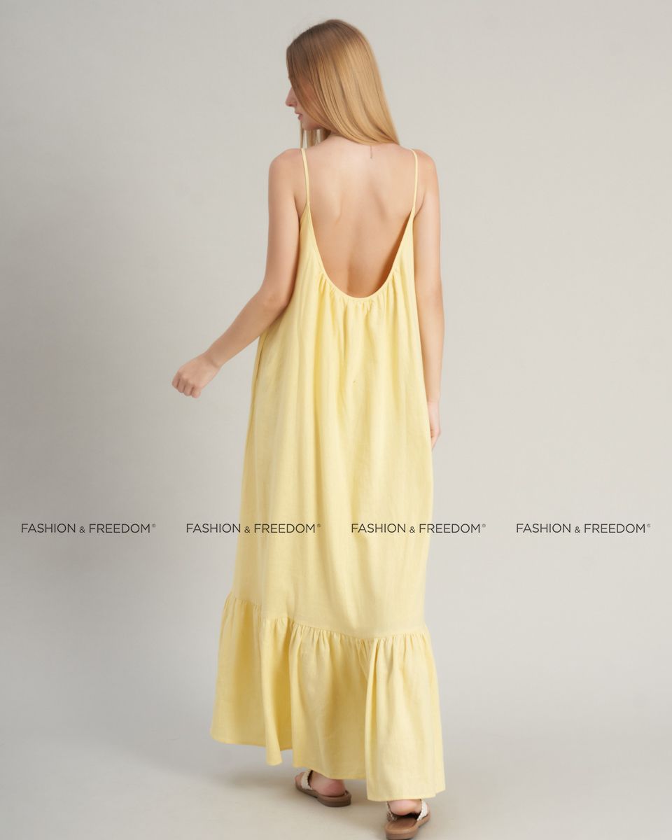 Đầm Nữ Linen Vàng Nhạt Hello New Day