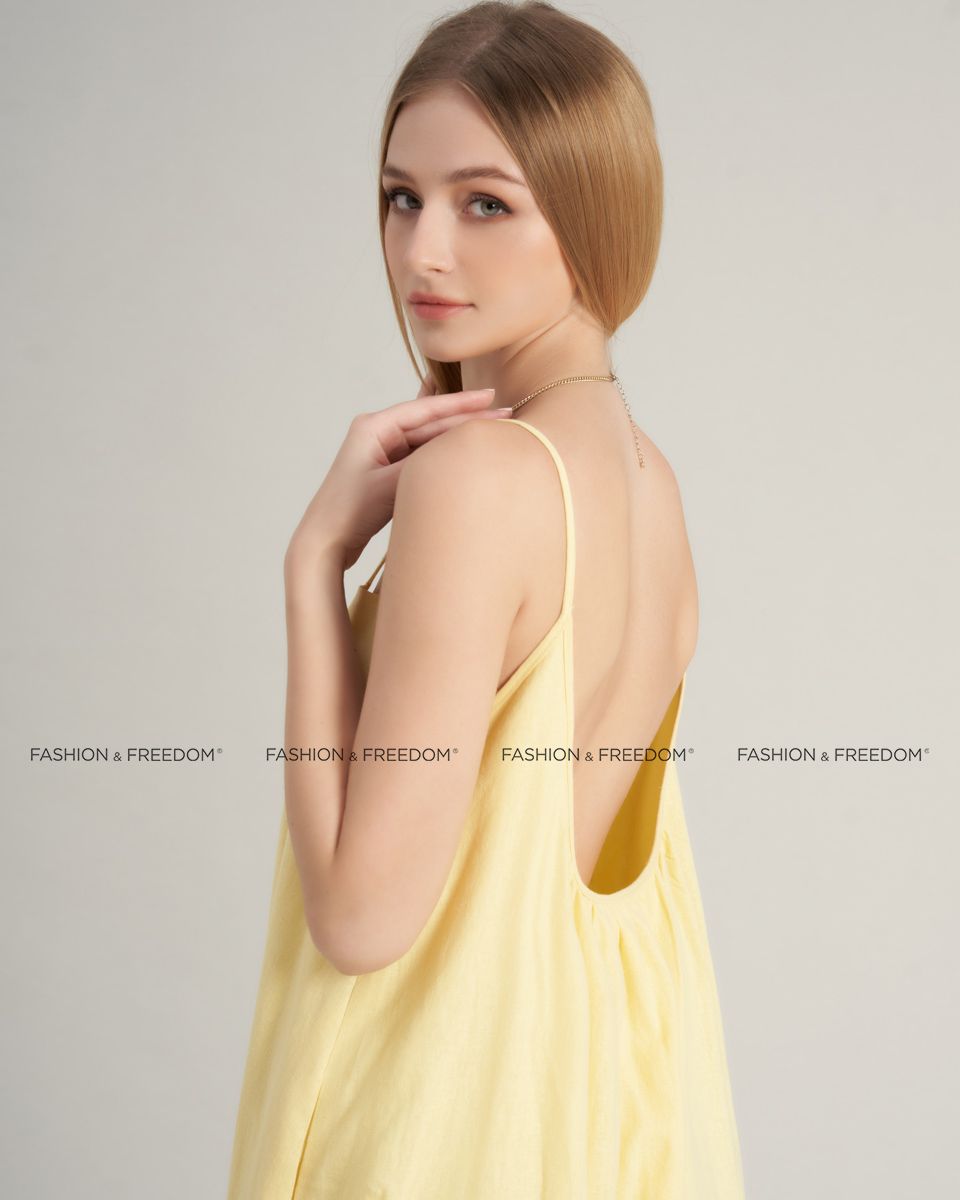 Đầm Nữ Linen Vàng Nhạt Hello New Day