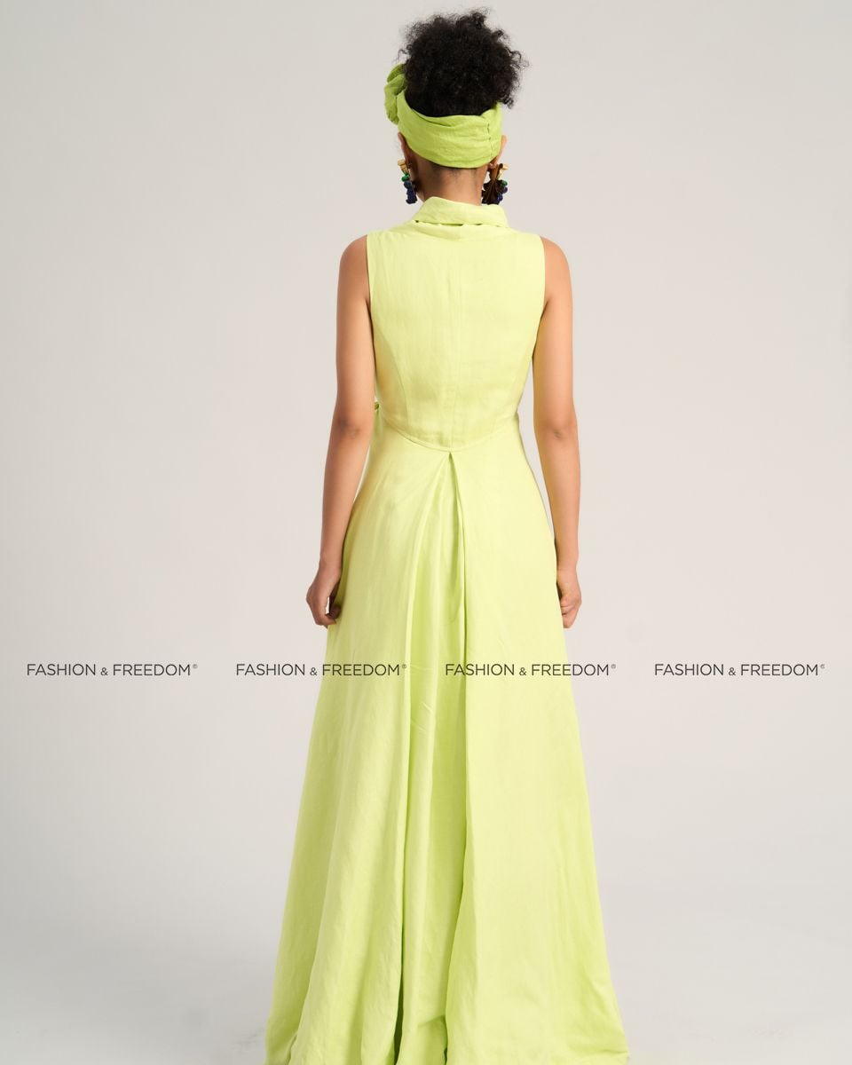 Đầm Linen Nữ Xanh Cốm De Soleil