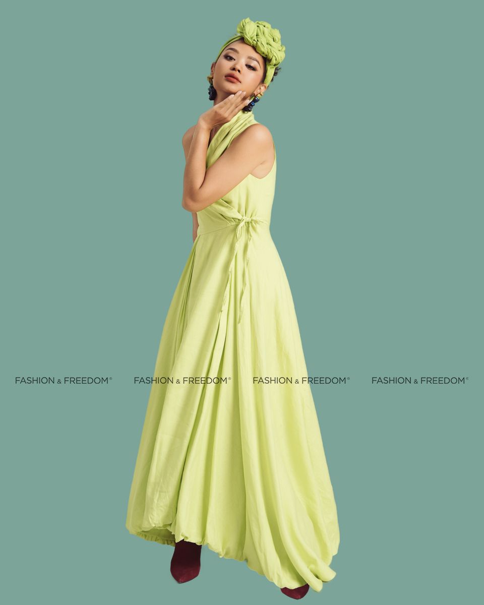 Đầm Linen Nữ Xanh Cốm De Soleil