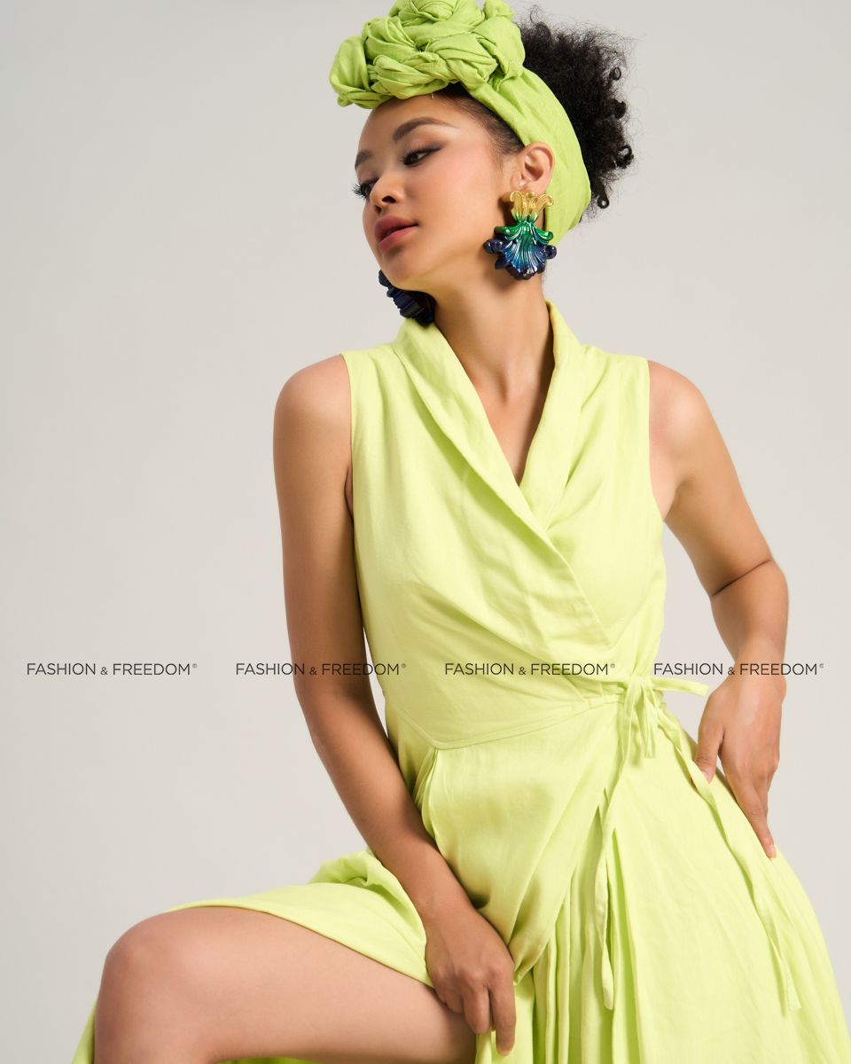 Đầm Linen Nữ Xanh Cốm De Soleil