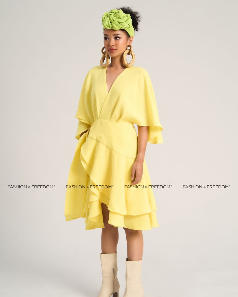 Đầm Nữ Linen Vàng Sắc Màu Tự Do