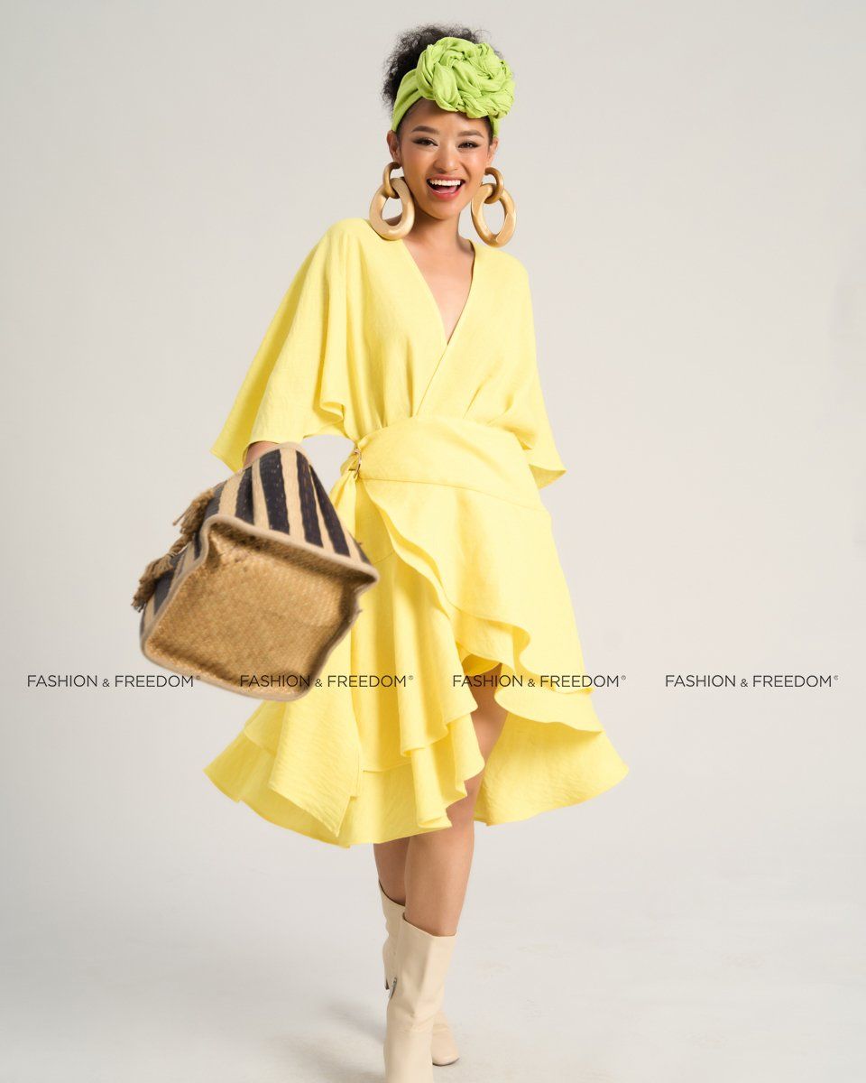 Đầm Nữ Linen Vàng Sắc Màu Tự Do