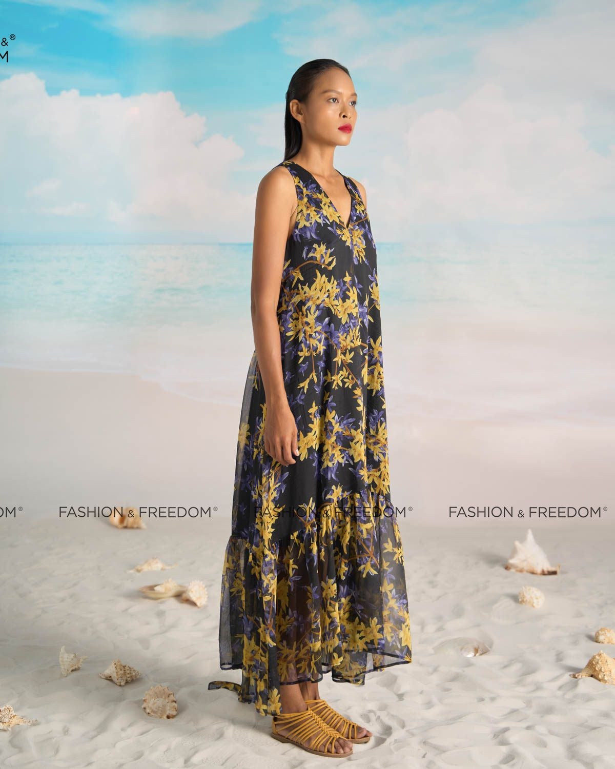 Đầm Voan Tím Vàng