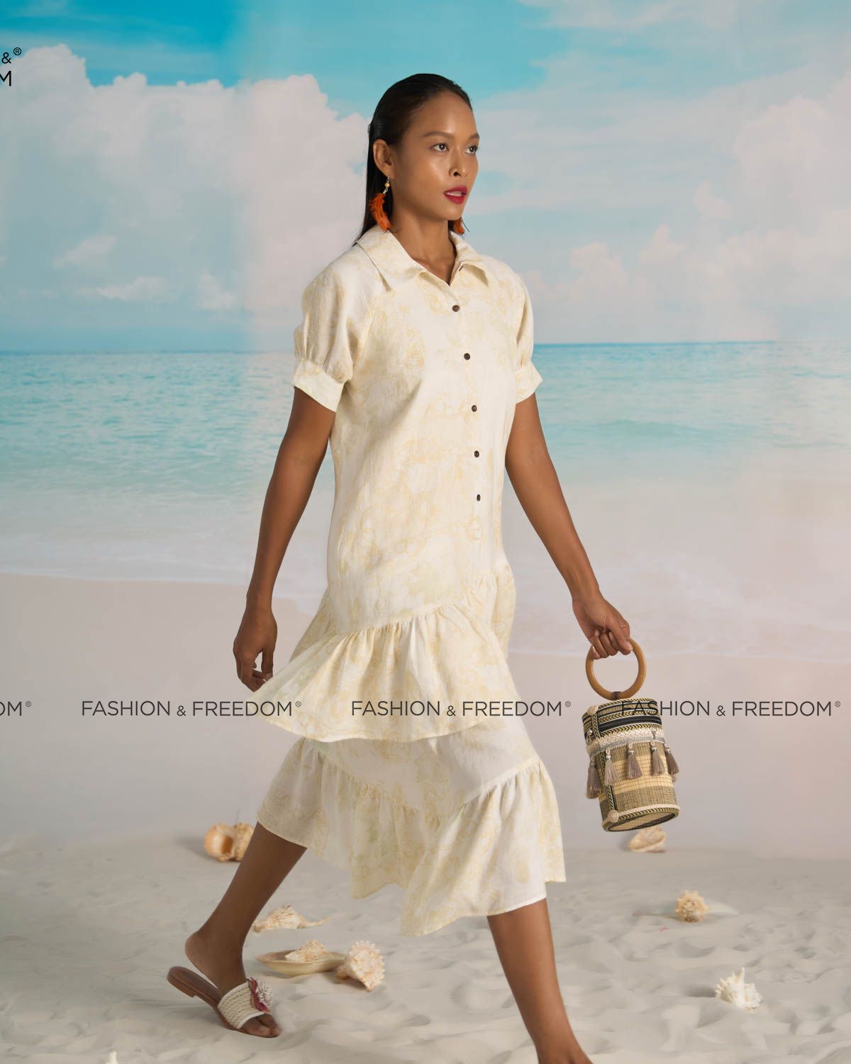 Đầm Linen Kem Vàng Bright And Shine