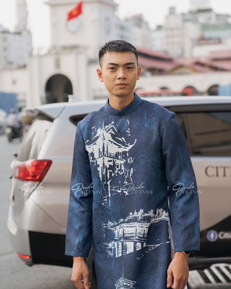 Áo Dài Gấm Xanh Bừng Sắc Xuân