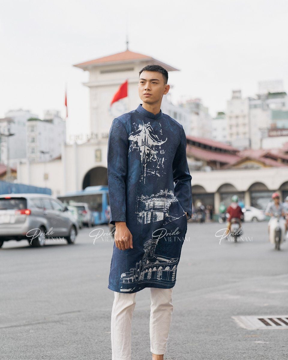 Áo Dài Gấm Xanh Bừng Sắc Xuân