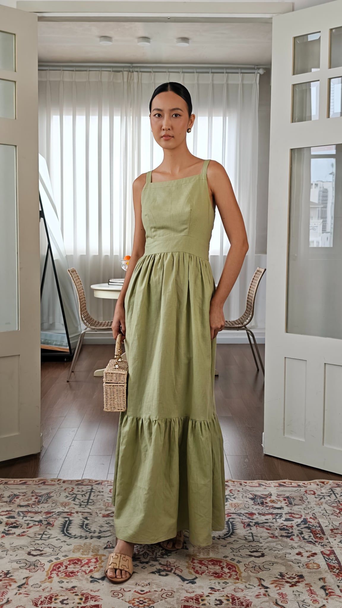 Đầm Linen Nữ Xanh Mạ Modern Women
