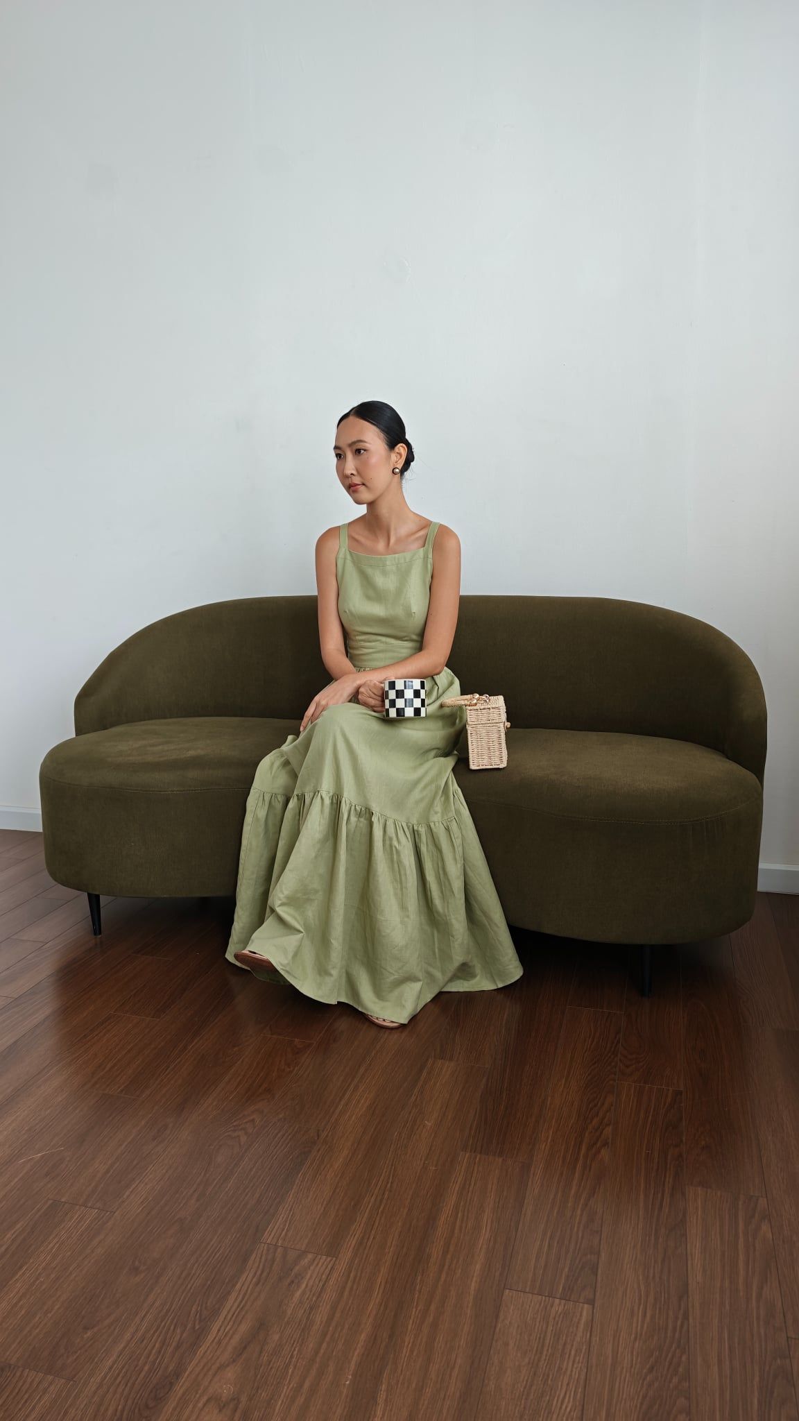 Đầm Linen Nữ Xanh Mạ Modern Women