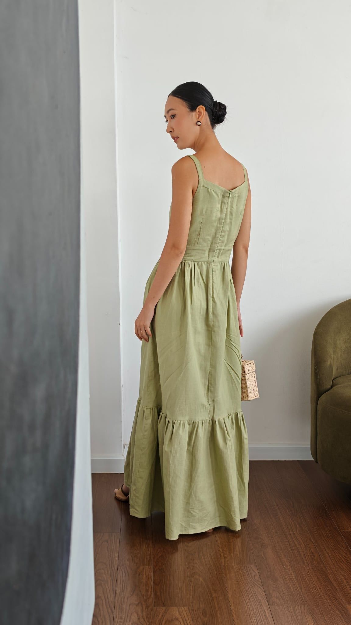 Đầm Linen Nữ Xanh Mạ Modern Women