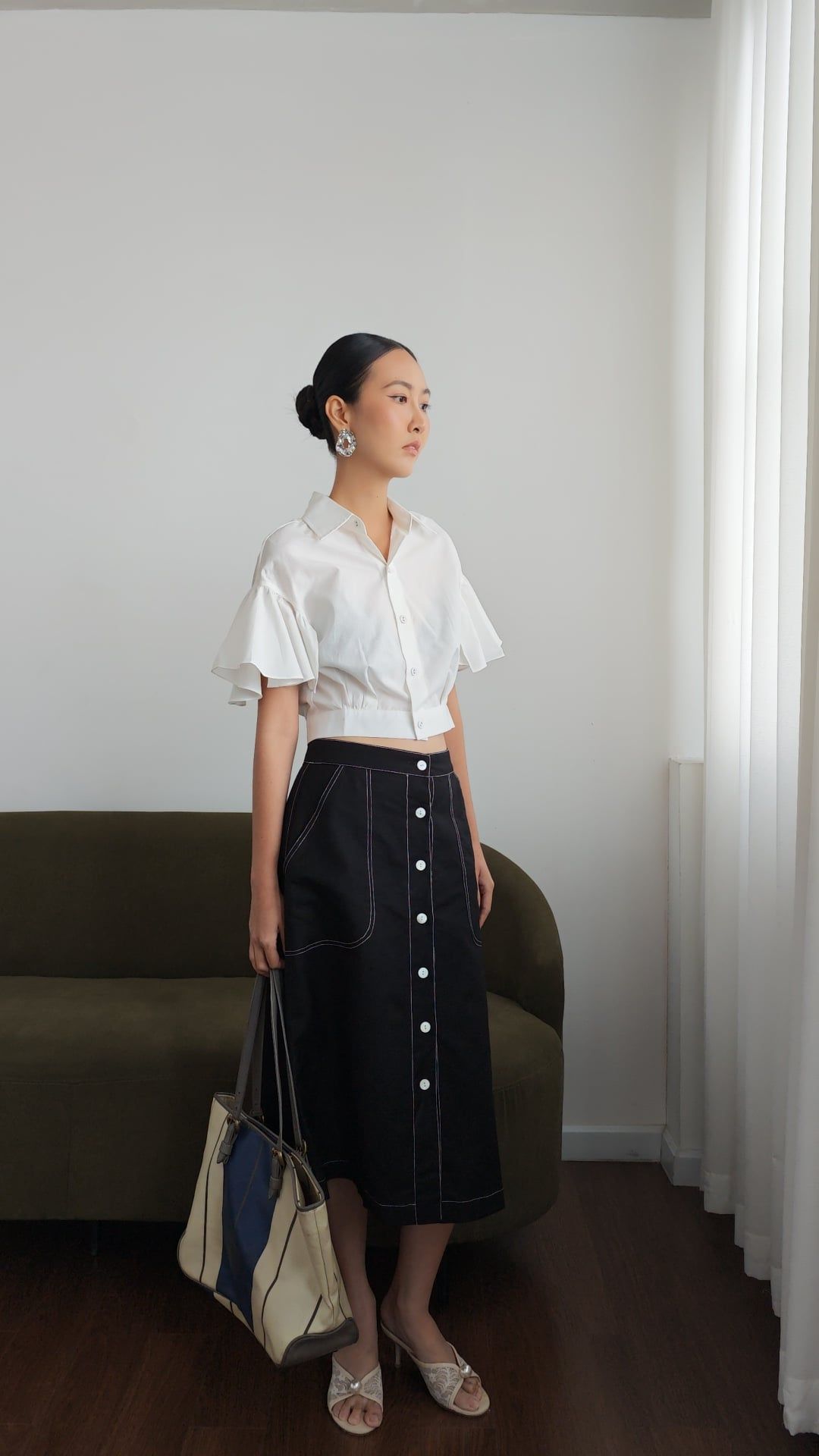 Chân Váy Linen Đen Summer Muse